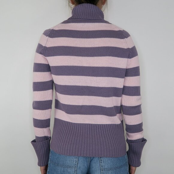 Vintage 90s X-Mail Purple Striped Turtleneck Sweater - Picture 2 of 7
